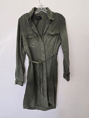 Parasuco Olive Green Shirt Dress Belted Utility Style Size S/P